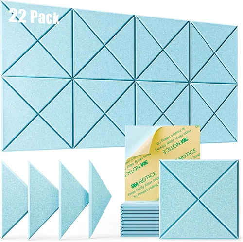 Miniatura 22 de Paquete de 22 paneles acústicos autoadhesivos, 12"X 12"X 0.4" paneles de espuma insonorizante, paneles de pared insonorizados de alta densidad