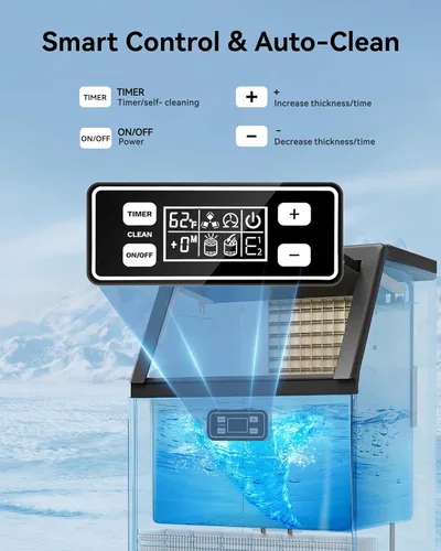 Miniatura 4 de Máquina de hielo comercial, produce 100 libras por día, 45 cubos en 15 minutos, máquina de hielo debajo del mostrador con almacenamiento de 33 Negro