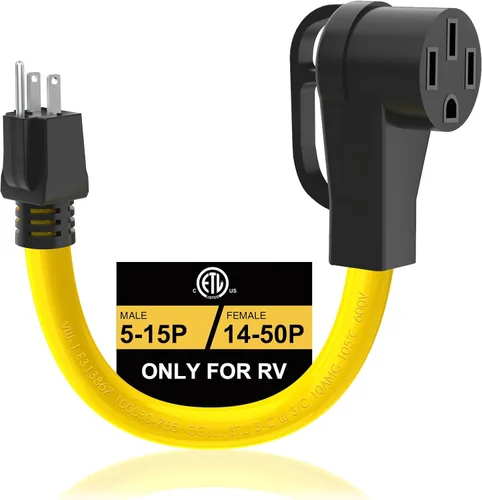 Miniatura 9 de Cable adaptador de caravana de 30 Amp a 15 Amp 110V, macho NEMA 5-15P a hembra TT-30R de alimentación eléctrica Dogbone con mango de agarre, listado