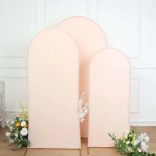 Miniatura 7 de Efavormart Juego de 3 Fundas Ajustadas de Spandex Oro Rosa Mate Blush para Arcos de Boda para Soportes de Telón de Fondo Chiara de Parte Superior