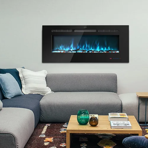Miniatura 8 de Insertos de chimenea eléctrica de 50 pulgadas, chimenea eléctrica empotrada y de pared, chimenea lineal con termostato, pantalla táctil y control