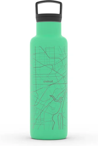 Miniatura 32 de Well Told Botella de agua aislada con mapa de Washington DC grabado, botella de acero inoxidable grabada (21 onzas, blanco) botella aislada de mapa