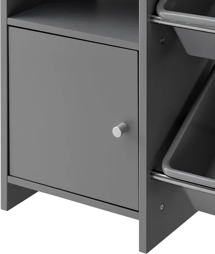 Miniatura 10 de Sturdis Organizador de almacenamiento de juguetes con estantería, estantería de organización de sala de juegos para niños con contenedores de Gris
