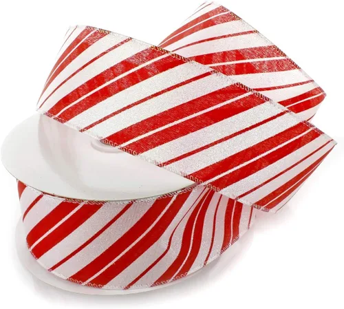 Miniatura 5 de Bastones de caramelo en cinta blanca con alambre de 2 1/2 pulgadas por 10 yardas