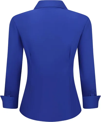 Miniatura 2 de Esabel.C Camisas de manga larga con botones para mujer, ajuste regular, blusa de trabajo elástica
