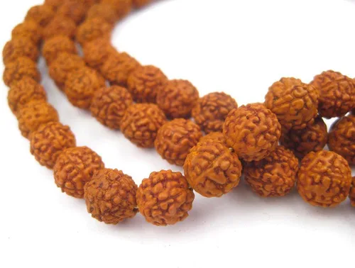 The Bead Chest Cuentas Rudraksha Mala de 0.315 in – 108 auténticas cuentas de rosario nepalí de oración
