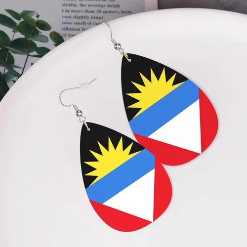 Miniatura 6 de Pendientes de bandera de país en forma de lágrima para mujer, ligeros, de cuero, colgantes, joyería patriótica para regalos