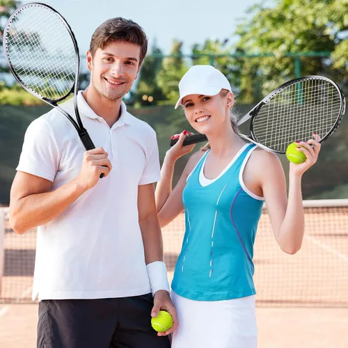 Miniatura 6 de Paquete de 4 raquetas de tenis para adultos, recreativas, para 4 jugadores, raquetas de tenis preencordadas de 27 pulgadas, raquetas de tenis