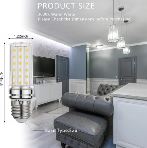 Miniatura 2 de BOGAO Bombilla LED E26, bombillas LED blancas de 12 W 6000 K, equivalente a 80-100 W, base E26, 1200 lúmenes (paquete de 4 blanco)