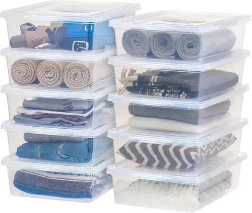 Miniatura 15 de IRIS USA Paquete de 12 contenedores de almacenamiento con tapas, 6 cuartos de galón, transparentes como el cristal, cajas de zapatos, contenedores