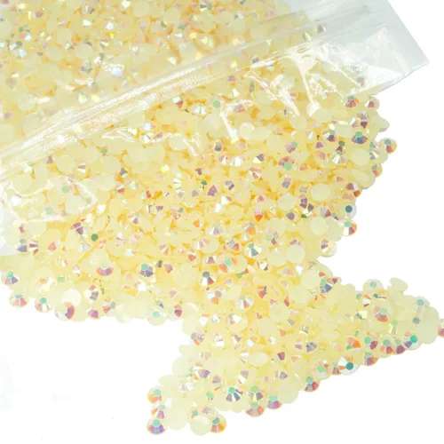 Miniatura 18 de qiipii - 5000 piezas, 4 mm, estrases AB de resina color aguamarina verde para manualidades, piedras de gel planas verde agua AB, gemas al por mayor