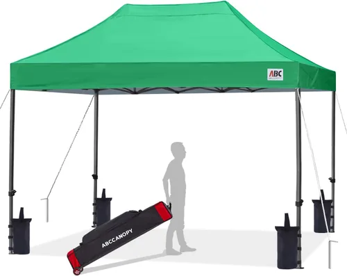 Miniatura 61 de Abccanopy - Carpa de toldo para tienda de campaña comercial instantánea con bolsa de transporte con ruedas, 4 bolsas de arena, Blanco
