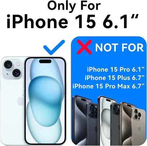 Miniatura 2 de Mkeke Funda transparente para iPhone 15, no amarillea, protección contra caídas de grado militar, fundas transparentes para iPhone 15 de Apple