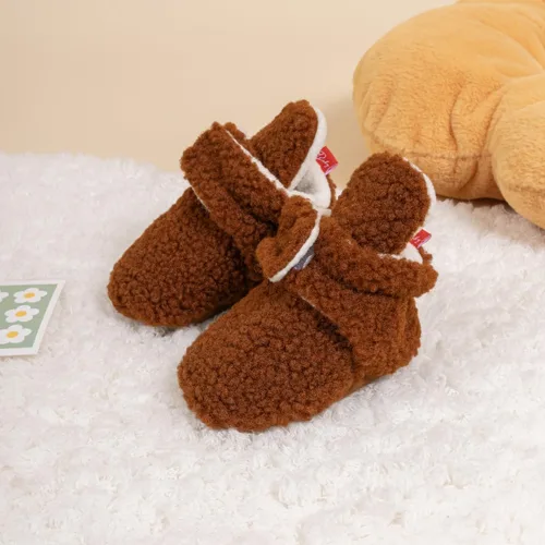 Miniatura 24 de Botines de forro polar para bebés, niños y niñas, pantuflas antideslizantes con agarre suave, zapatos de calcetín para recién nacidos, cuna