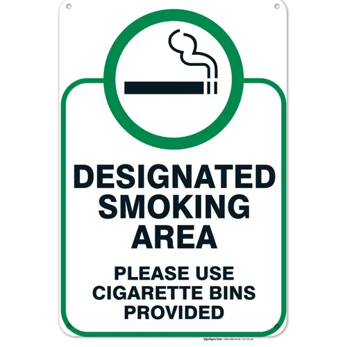 Miniatura 16 de Letrero designado para zona de fumar, letrero con texto en inglés "Please Use Cigarrette Bins Sign", 10 x 14 pulgadas, libre de óxido, aluminio 040