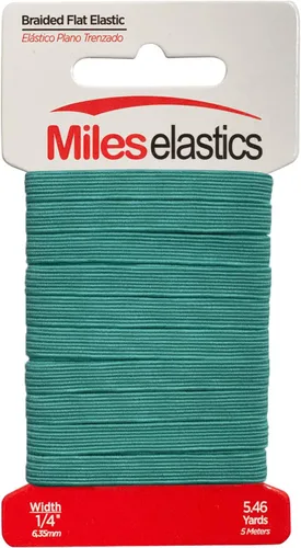Miles - Elástico plano trenzado, elástico, fuerte elástico, costura elástica, 1/4 pulgadas (0.250 in) por 5,46 yardas (16.4 ft), fuerte elástico,