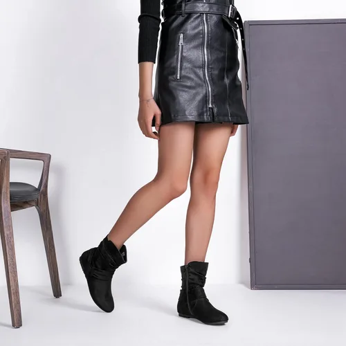 Miniatura 7 de Vepose Botas planas de tobillo holgado para mujer, botines cortos de tacón bajo con cremallera 939A