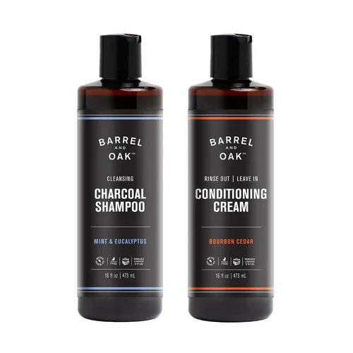 Miniatura 9 de Barrel & Oak Champú de carbón de menta y eucalipto para hombres, champú limpiador para hombres con extractos botánicos y aceites esenciales, cuidado