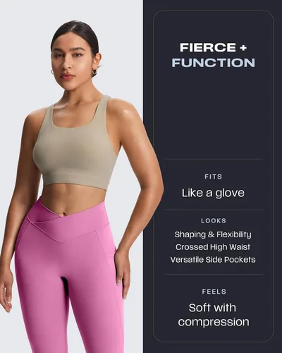 Miniatura 7 de Aoxjox Trinity - Pantalones de yoga de cintura alta con bolsillos para mujer, control de abdomen, cintura cruzada, leggings de entrenamiento suaves