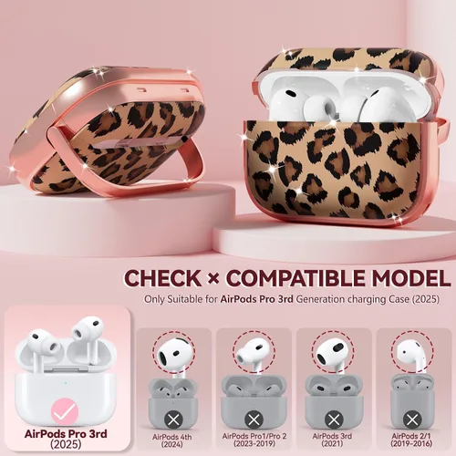Miniatura 2 de Inesore Funda para AirPods Pro 3 2025 con cerradura, funda transparente floral para mujeres, compatible con Apple Airpods Pro de 3ª