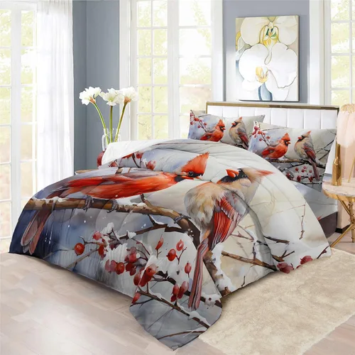 Miniatura 25 de REALIN Hawthorn Bedding - Juego de funda de edredón 3D, juego de cama de bosque japonés y río de montaña de 2/3/4 piezas, fundas de edredón
