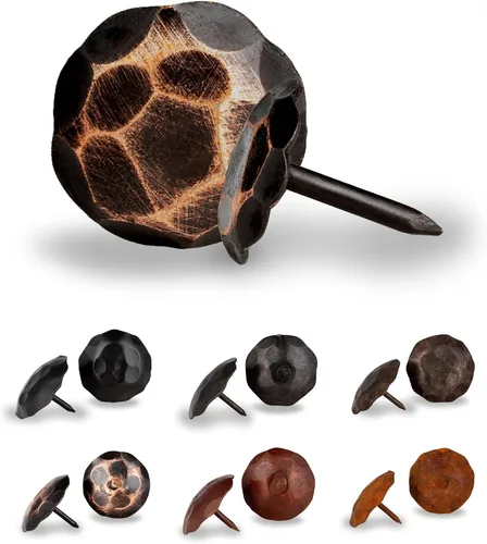 Miniatura 25 de Paquete de 25 clavos decorativos de 1,25 pulgadas de cabeza redonda grande – oxidados – sujetadores rústicos redondos hechos a mano para persiana