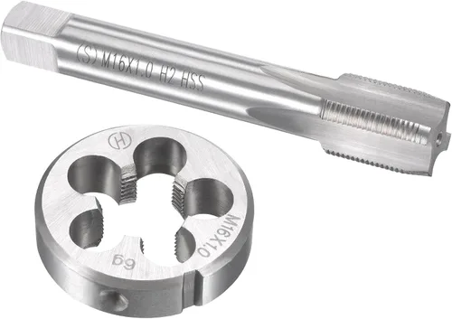 Miniatura 19 de uxcell M13 x 0.039 in Juego de llaves métricas y troqueles, rosca de máquina con troquel de roscado redondo, kit de grifo y troquelado