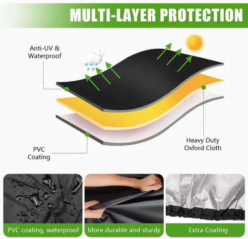 Miniatura 3 de KISEER Cubierta para Cortacésped de Exterior Impermeable Resistente Poliéster Oxford 420D Protección UV Cubierta para Tractor de Césped Se Adapta a