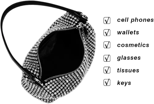 Miniatura 5 de JBB Rhinestone Clutch Purses For Women Glitter Purse Bling Evening Handbags Chain Strap Mini Party Bag Small