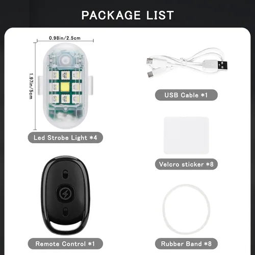 Miniatura 9 de SEISSO - Kit de 4 luces estroboscópicas LED anticolisión con control remoto inalámbrico - Carga USB, luz de advertencia de emergencia para drones