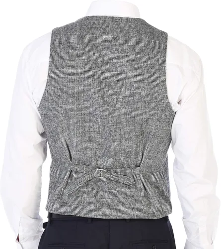 Miniatura 104 de Gioberti Chaleco de tweed formal de 6 botones para hombres