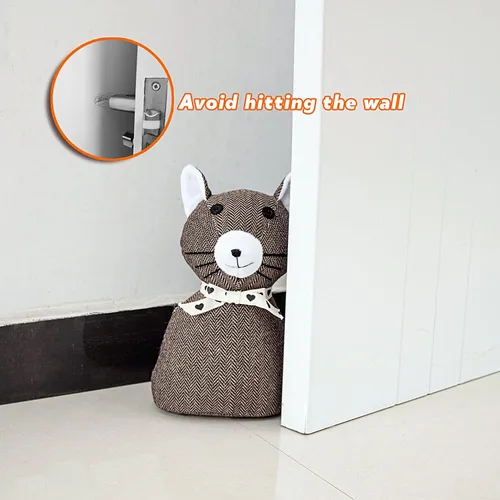Miniatura 5 de Sanlykate Tope de puerta decorativo de tela, 2.2 libras, lindo interior de animales, topes de puerta resistentes anticolisión para el hogar, tapón