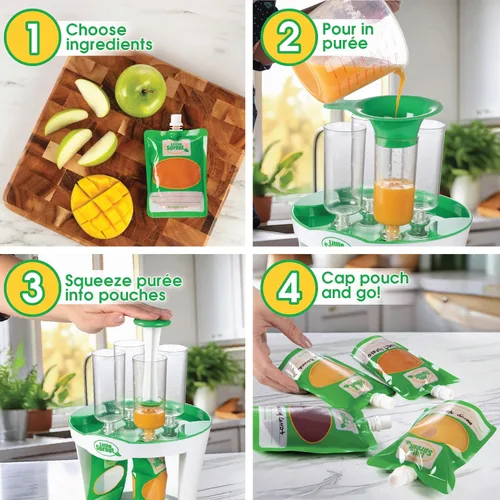 Miniatura 6 de Bolsas desechables de comida para bebés (24 unidades) – Haz tus propios exprimidores de 6 onzas – Funciona con todas las estaciones de llenado