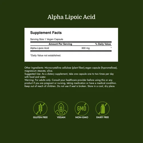 Miniatura 4 de Swanson Suplemento para la salud de ácido alfa lipoico 300 mg 120 cápsulas
