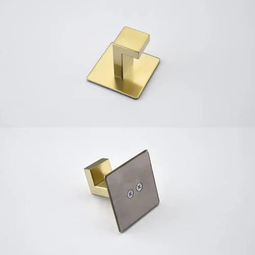 Miniatura 2 de Flybath Ganchos cuadrados para toallas, soporte de gancho para bata, acero inoxidable 304, puerta de baño, cocina, pared, ganchos para colgar Oro