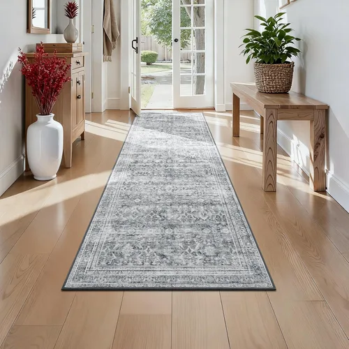 Miniatura 34 de Lofus Alfombra de pasillo de 2 x 10 pies para pasillos, alfombra verde lavable con parte trasera de goma antideslizante, alfombra suave de pelo bajo