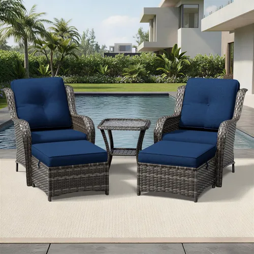 Miniatura 71 de Joyside Juego de sillas de mimbre para patio, juego de 3 piezas de mimbre para exteriores con 2 sillas reposabrazos y 1 mesa auxiliar para terraza