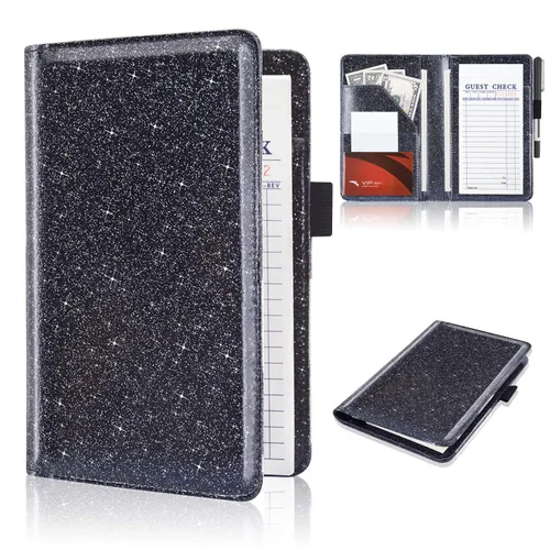 ACdream - Libretas de servicio para camarera, libreta de anotación de comensales, lindo organizador de piel y cartera para dinero, para presentar AB