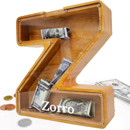 Miniatura 15 de Alcancía para niños y niñas, alcancía grande de madera personalizada con diseño recortado, bancos de monedas con letras del alfabeto, caja de ahorro