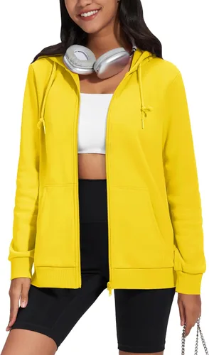 Miniatura 13 de TACVASEN Sudaderas con capucha y cremallera para mujer, ligera, de rizo francés, con cremallera completa y bolsillos