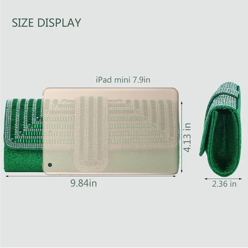 Miniatura 3 de ELDA Bolsos de mano para mujer, bolsos de noche brillantes formales para fiesta, diamantes de imitación, boda, cóctel, baile de graduación