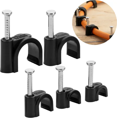 Miniatura 9 de Bates - Clips de cable con clavos de acero, 360 piezas, negro, 0.157 in, 0.197 in, 0.236 in, 0.315 in, 0.394 in, clips de cable para cables