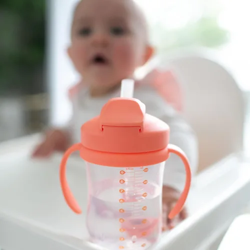 Miniatura 7 de Dr. Brown's Milestones - Botella de popote estrecha y vaso con popote para bebé, a prueba de derrames, con asas 100% de silicona y popote