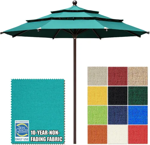 Miniatura 110 de EliteShade USA Sombrilla de Mercado de 10 Años Sin Decoloración de 9 Pies 3 Niveles Sombrilla de Patio Sombrilla de Mesa para Exteriores con Beige