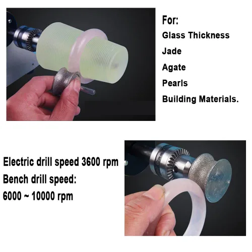 Miniatura 7 de Broca de doble cara para fresadora de diamante, grano 320, 0.157, 0.236 y 0.315 pulgadas para vidrio, azulejos, granito, mármol, cerámica, pulseras