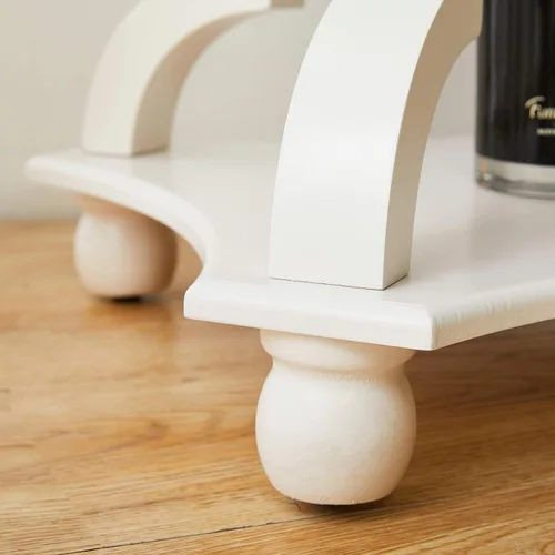 Miniatura 5 de Mesa auxiliar rústica de granja, mesa auxiliar con bandeja natural para familia, comedor o sala de estar, acabado artesanal, moderna, color blanco