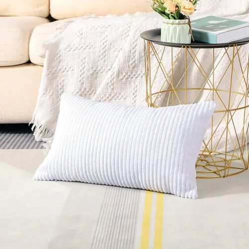 Miniatura 203 de Artscope Fundas de Almohada de Pana a Rayas Acogedoras Súper Suaves Decorativas Cuadradas Fundas de Cojín para Sofá Sillón Dormitorio Decoración