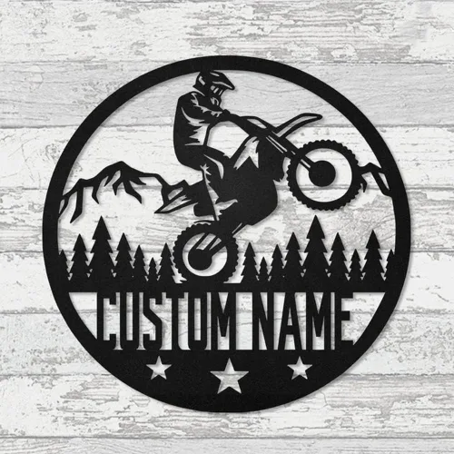 Miniatura 17 de Letrero con nombre personalizado, letrero de metal para motocicleta, decoración de pared con nombre de familia, decoración rústica para el hogar