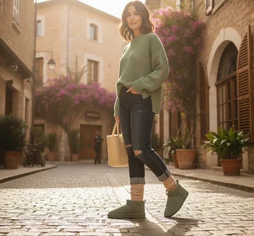 Miniatura 74 de CUSHIONAIRE, Hip 2 - Botas de nieve de gamuza auténtica para mujer, sin cordones, con cómodo forro de piel de oveja sintética + espuma viscoelástica