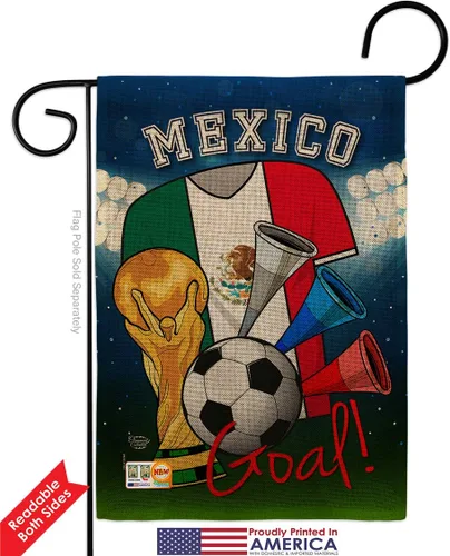 Miniatura 2 de G192101-DB World Cup México Fútbol Arpillera Intereses Deportes Impresiones Decorativas Vertical 13" x 18.5" Bandera de jardín de doble cara